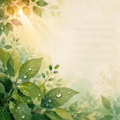 Rain-Kissed Green Leaves Scripture Background