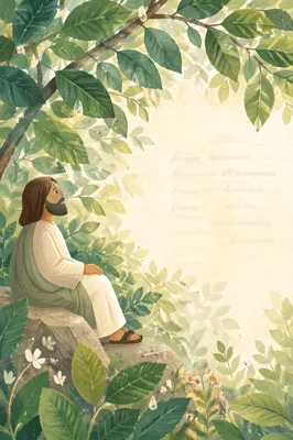 Green Leaves Scripture Overlay Background