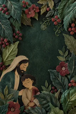 Emerald and Crimson Leaf Scripture Background