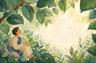 Green Leaves Scripture Overlay Background