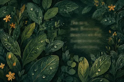 Moody Green Foliage Scripture Background
