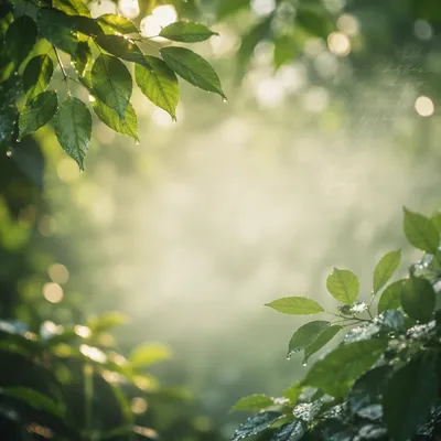 Rain-Kissed Green Leaves Scripture Background
