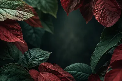 Emerald and Crimson Leaves Scripture Background