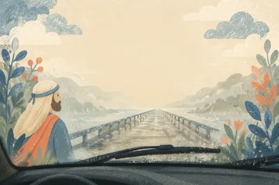 Faith Through Foggy Bridge Background