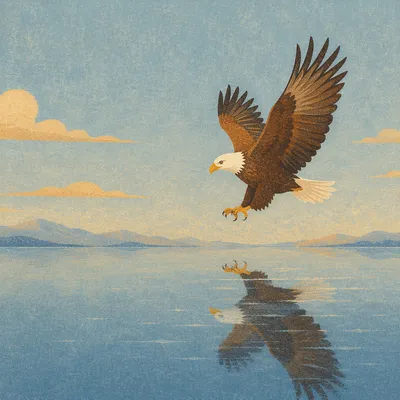 Eagle Wings Soaring Over Calm Waters