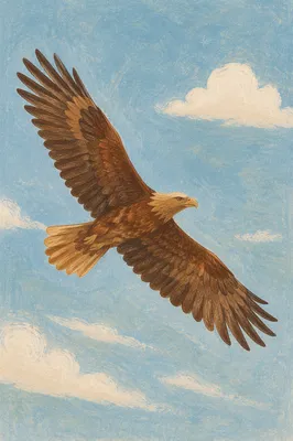 Eagle Wings Soaring in Open Blue Sky