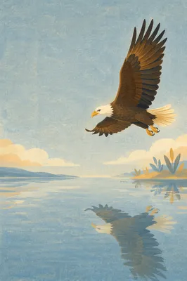 Eagle Wings Soaring Over Calm Waters