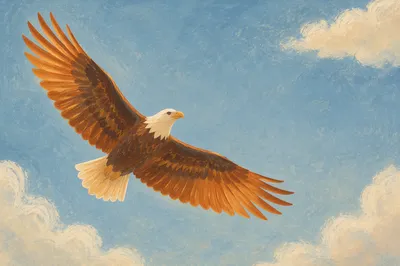Eagle Soaring in Peaceful Open Sky