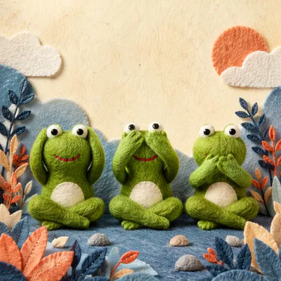 Playful Frog Puppets of Quiet Reassurance