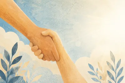 Supportive Hands in Hopeful Light