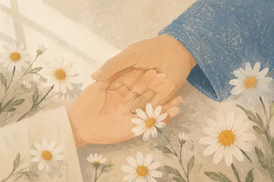 Fear Not Holding Hands Floral Background