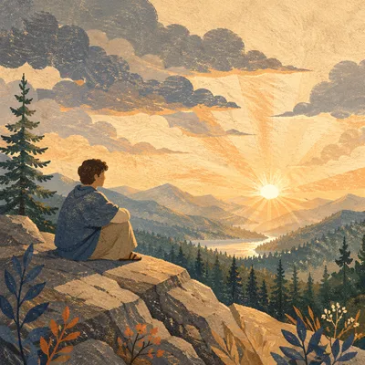 Hopeful Sunrise Over Mountain Valley
