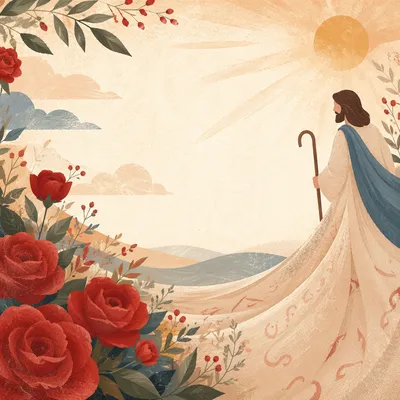 Hopeful Sunrise Roses Faith Background