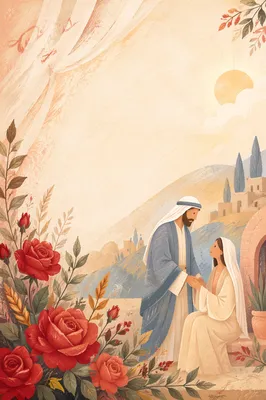 Hopeful Sunrise Roses Scripture Background