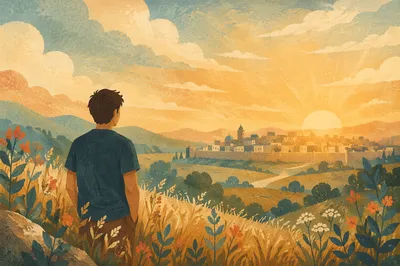 Hopeful Sunrise Over Future City Skyline