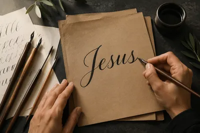 Elegant Jesus Calligraphy Workspace Background
