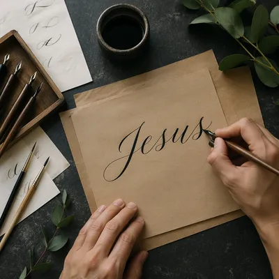 Elegant Jesus Calligraphy Workspace Background
