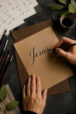 Elegant Jesus Calligraphy Workspace Background