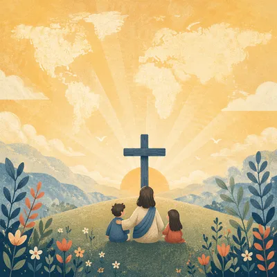 Cross at Dawn with World Light