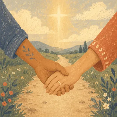 Hands United on Hopeful Country Road