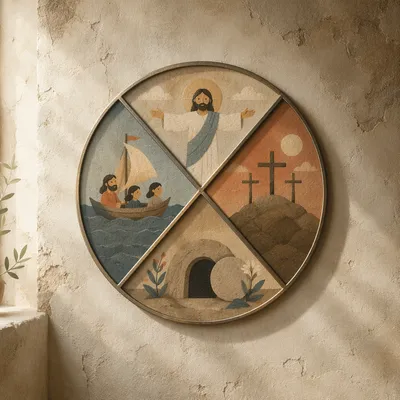 Bronze Cross Light on Plaster Wall