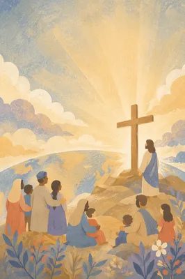 Cross at Sunrise Over the World