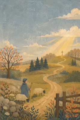 Sunlit Cross Over Quiet Pasture Hills