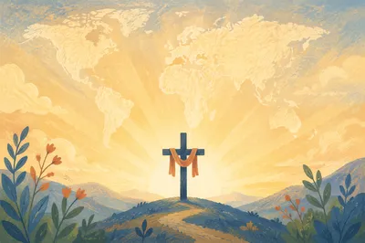 Cross at Dawn with World Light