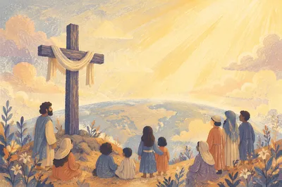 Sunrise Cross Light Over the World
