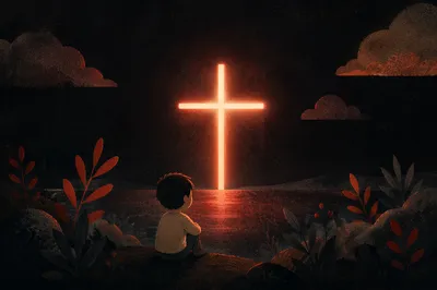 Glowing Cross Light in Dark Space