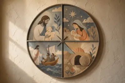 Bronze Cross Light on Plaster Wall