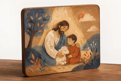Wooden Cross in Golden Studio Light