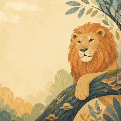 Courageous Lion Cub Woodland Background