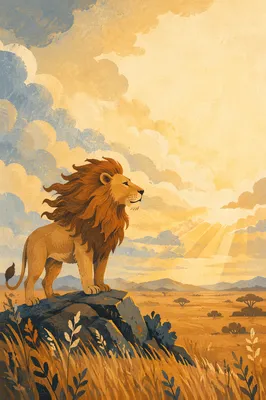 Courageous Lion at Dawn Background