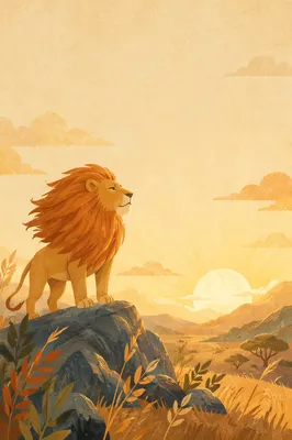 Courageous Lion at Dawn Background