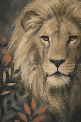 Courageous Lion Portrait Faith Background