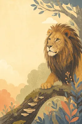 Courageous Lion Cub Woodland Background