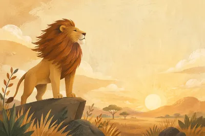 Courageous Lion at Dawn Background
