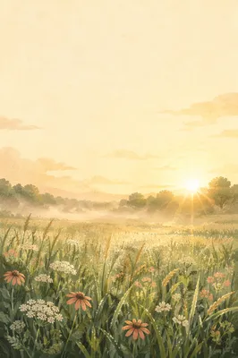 New Mercies Morning Sunrise Meadow Background