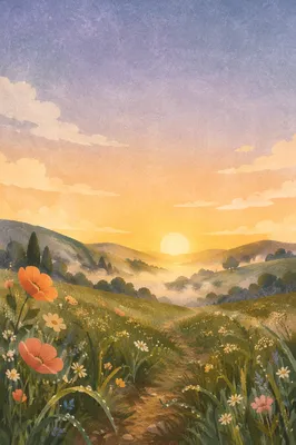 New Morning Mercies Sunrise Meadow Background
