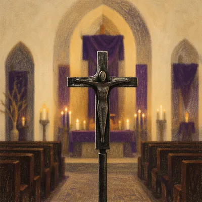 Dark Metal Cross in Purple Chapel
