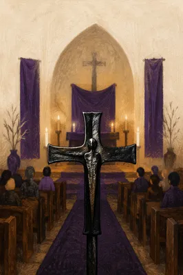 Dark Metal Cross in Purple Chapel