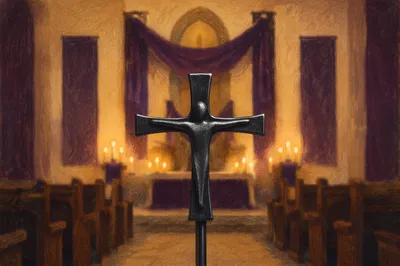 Dark Metal Cross in Purple Chapel