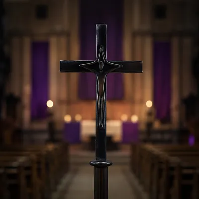 Dark Metal Cross in Purple Chapel
