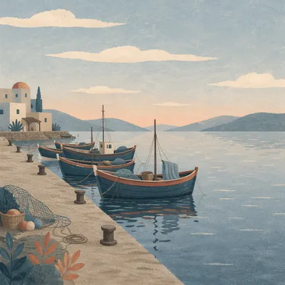 Calming Light Blue Dawn Waterfront