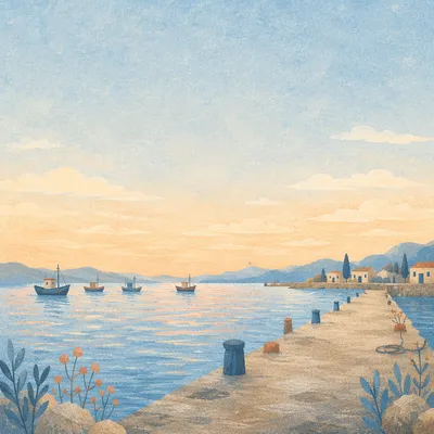 Calming Light Blue Coastal Harbor Background