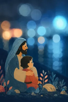 Soft Light Blue Bokeh Night Background