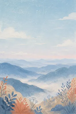 Calming Pale Blue Mountain Mist Background