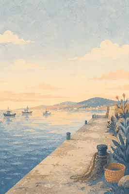 Calming Light Blue Harbor Background