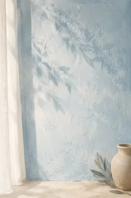 Soft Blue Wall with Gentle Morning Light